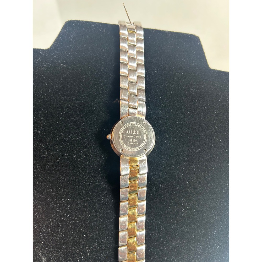Ecclissi Sterling Silver Two Tone Watch 32250 Japan Quartz Movement - Picture 3 of 5